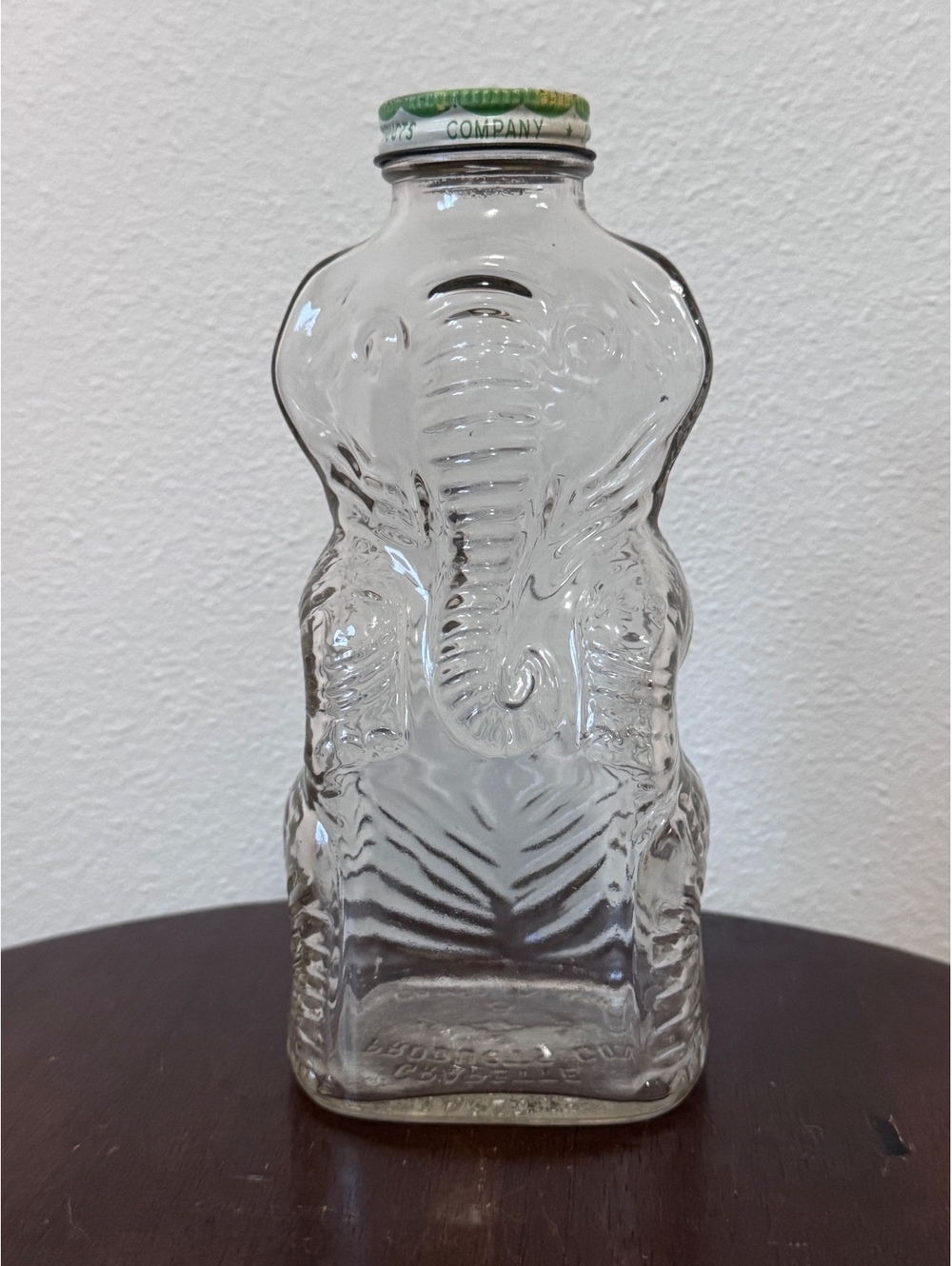Vintage Grapette Glass Elephant Bottle with Original Cap